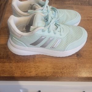 Adidas Mint Green Athletic Sneakers with Silver Stripes SIZE 2